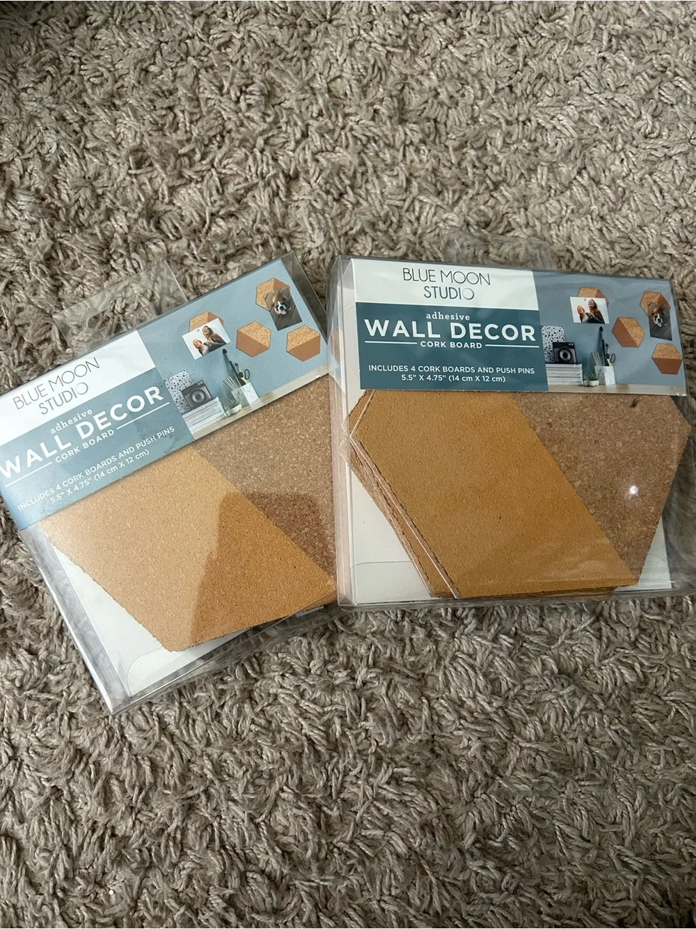 Cork Wall Decor - Tan Cork Hexagon Boards (Set of 4)